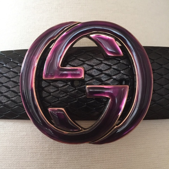 SOLD Gucci Purple Gold GG Leather Belt - Picture 3 of 8